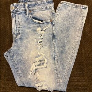 Men’s American Eagle Outfitters Light Blue Distressed AirFlex+ Skinny Jeans